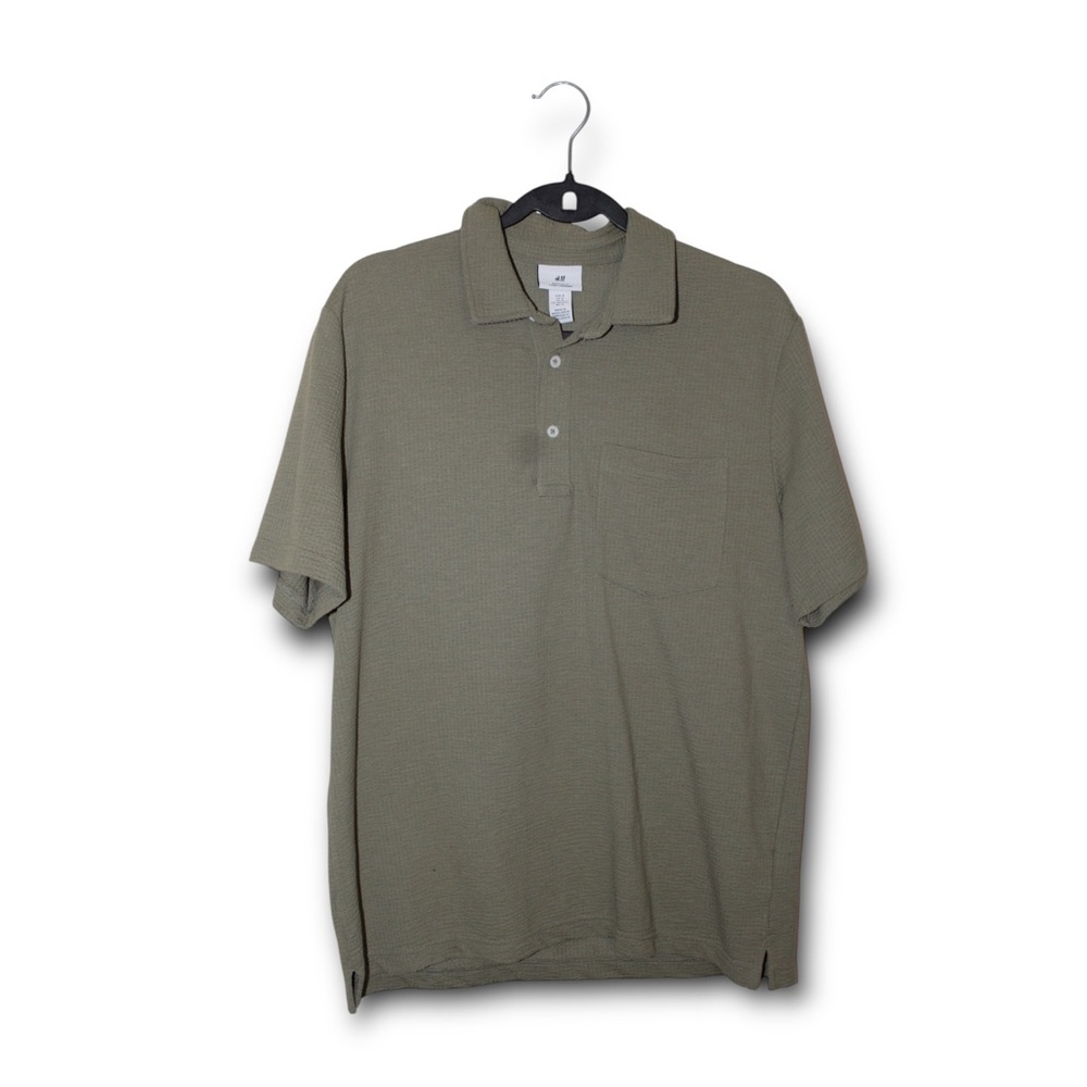 H&M Khaki Textured Polo Shirt